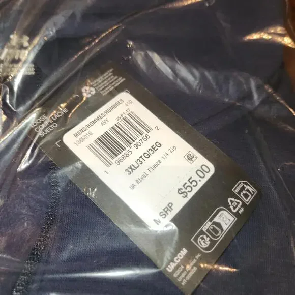 NWT Mens Under Armour Rival Fleece 1/4 Zip Pullover Front Pocket Sz 3XL NAVY - Picture 13 of 14